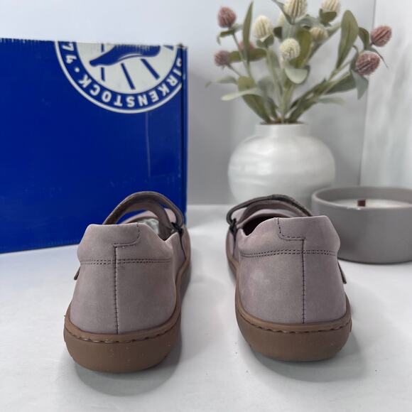 Birkenstock Lora Nubuck Leather Mary Jane Flat Shoes Taupe Women 6/EU37 Narrow - Picture 4 of 10